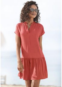 s.Oliver Damen Blusenkleid, orange, modisch, Gr. 36, unifarben, Web, Obermaterial: 100% Viskose, Kleider, mit Volant am Rock, Tunikakleid,