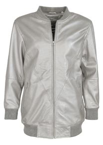 Maze Damen Blouson "42021248", silber, Gr. M, Obermaterial: 100% Lammleder / Futter: 100% Viskose / Ärmelfutter: 100% Polyester / Strick: 95%