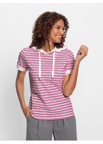 Casual Looks Damen Kapuzenshirt "Kapuzen-Shirt", lila, Gr. 38, gemustert, gestreift, mehrfarbig, 100% Baumwolle, Shirts