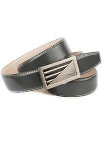 Anthoni Crown Damen Ledergürtel, grau, klassisch,elegant,festlich, Gr. 100, unifarben, kontrastfarbene Details, Rindsleder, Gürtel, Leicht bombiert,