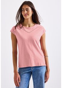 Street One Damen Shirttopblush peach, casual, Gr. 44, unifarben, Jersey, Obermaterial: 50% Baumwolle, 50% Modal, Tops, mit Deko-Tape