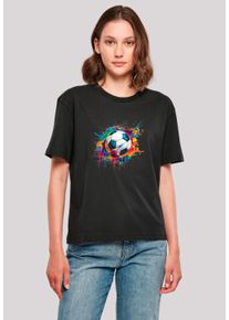 F4NT4STIC Damen T-Shirt "Bunte Fußball Grafik", schwarz, casual, Gr. L, Obermaterial: 100% Baumwolle, Shirts, Premium Qualität