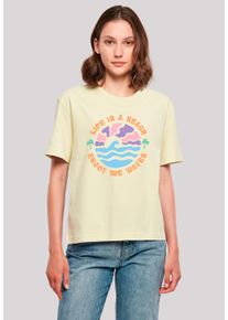 F4NT4STIC Damen T-Shirt "Life Is A Beach Enjoy The Waves", gelb, casual, Gr. M, Obermaterial: 100% Baumwolle, Shirts, Premium Qualität
