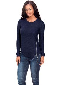 Heine Damen Rundhalspullover "Rundhals-Pullover", blau, Gr. 46, unifarben, 100% Polyacryl, Pullover