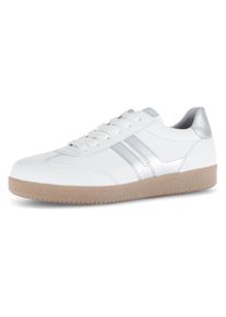 Gabor Damen Plateausneaker, Gr. 38, silber, Glattleder, casual, Schuhe, Freizeitschuh, Halbschuh, Schnürer, Kontrastbesatz in Metallic-Optik