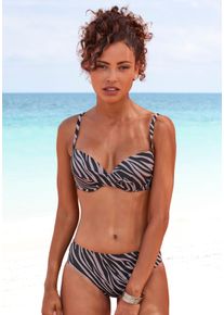 Lascana Damen Push-Up-Bikini-Top "Kaa", schwarz, Gr. 34, Animalprint, Recycling-Polyamid, Bikini-Oberteile, im Animal-Design