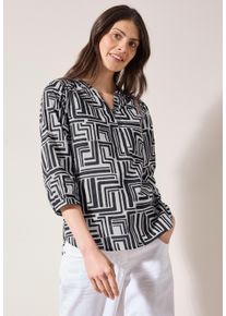 Cecil Damen Klassische Bluse, blau, casual, Gr. XL, bedruckt, Web, 100% Baumwolle, Blusen, mit 3/4 Ärmeln
