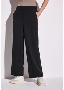 Street One Damen Anzughose, schwarz, casual, Gr. 44, unifarben, Stoff, 88% Polyester, 12% Elasthan, Hosen, mit Elastikbund