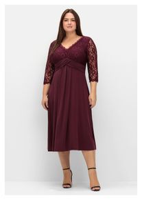 sheego Damen Abendkleid "Große Größen", rot, feminin, Gr. 48, unifarben, Obermaterial: 95% Polyester, 5% Elasthan;Spitze: 100% Polyamid, Kleider, mit