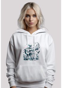 F4NT4STIC Damen Kapuzenpullover "Skelett spielt Gitarre, Musik, Liebe", weiß, casual, Gr. XL, Obermaterial: 65% Baumwolle, 35% Polyester, Pullover,