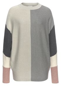 Boysen's BOYSEN'S Damen Rundhalspullover, grau, casual, Gr. 48, colorblocking, Strick, Obermaterial: 50% Baumwolle, 50% Polyacryl, Pullover, mit modischem