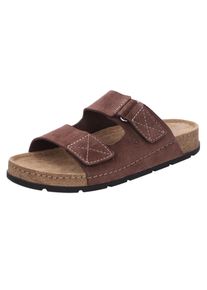 Rohde Herren Pantolette "SOAVE", Gr. 44, braun, Veloursleder, klassisch, Schuhe, Sommerschuh, Strandschuh, Schlappen, Hausschuh mit Klettriemchen