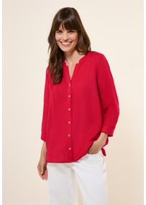 Cecil Damen Shirtbluseglazed apple rot, casual, Gr. XXL, unifarben, Web, 55% Leinen, 45% Viskose, Blusen, mit 3/4 Ärmeln