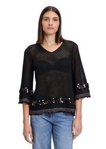 Betty Barclay Damen Strickpullover "Betty Barclay Strickpullover mit Lochmuster", schwarz, feminin, Gr. 44, Strick, Obermaterial: 72% Baumwolle, 23%