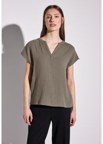 Street One Damen Hemdblusefresh earth, casual, Gr. 36, unifarben, Web, 100% Baumwolle, Blusen, aus reiner Baumwolle