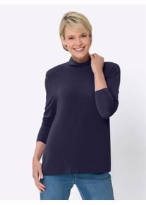 Classic Basics Damen Stehkragenshirt "Stehkragen-Shirt", blau, Gr. 44, unifarben, 95% Viskose, 5% Elasthan, Shirts