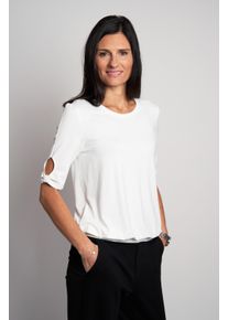 Seidel Moden Damen Rundhalsshirtsanftes weiß,11, casual, Gr. 36, Jersey, Obermaterial: 95% Viskose, 5% Elasthan, Shirts, mit Cut-Out Details, MADE IN