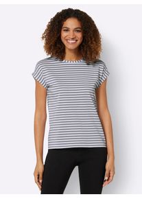 Casual Looks Damen Kurzarmshirt "Shirt", grau, Gr. 52, gemustert, mehrfarbig, gestreift, 100% Baumwolle, Shirts
