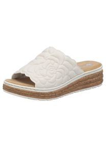 Rieker Damen Pantolette, Gr. 43, beige, Lederimitat, unifarben, klassisch, Schuhe, Sommerschuh, Schlappen, Hausschuh mit weicher Innensohle