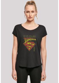 F4NT4STIC Damen T-Shirt "Long Cut T-Shirt DC Comics Superman Shield", schwarz, casual, Gr. XS, Obermaterial: 100% Baumwolle, Shirts, Damen,Premium