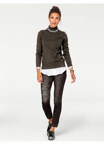 Heine Damen Rollkragenpullover "Rollkragen-Pullover", grün, Gr. 38, unifarben, 100% Baumwolle, Pullover