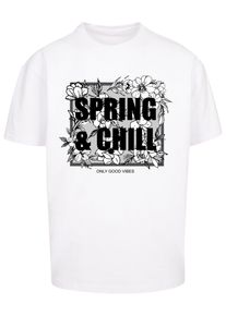 Merchcode Herren T-Shirt "Merchcode Herren Spring And Chill Heavy Oversized Tee", weiß, casual, Gr. XS, bedruckt, 100% Baumwolle, Shirts