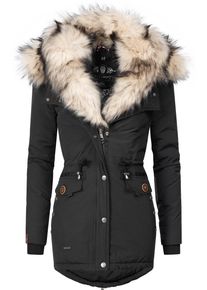 Navahoo Damen Wintermantel "Sweety", schwarz, casual, Gr. S, kontrastfarbene Details, Obermaterial: 60% Polyester, 40% Baumwolle, Futter: 100%