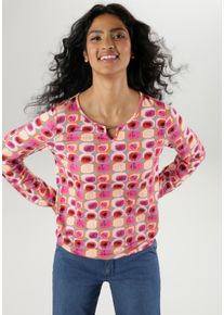 Damen Langarmshirt, bunt, modisch, Gr. 40, Aniston SELECTED, bedruckt, gemustert, Single Jersey, Obermaterial: 95% Viskose, 5% Elasthan, Shirts, mit