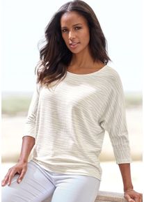 Lascana Damen 3/4-Arm-Shirt "mit modischem Zebra-Muster", beige, modisch, Gr. 32, animal-print, gemustert, Strick, Obermaterial: 50% Viskose (LENZING