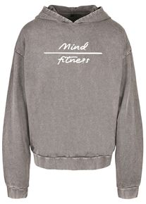 Merchcode Herren Kapuzensweatshirt "Merchcode Mind Fitness Acid Washed Oversized Hoodie", grau, Gr. L, bedruckt, 100% Baumwolle, Sweatshirts