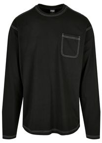 Urban Classics Herren Longsleeve "Urban Classics Herren Heavy Oversized Contrast Stitch Longsleeve", schwarz-weiß, klassisch, Gr. M, unifarben, 100%