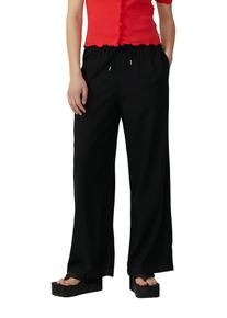 QS Damen Leinenhose, schwarz, Gr. 34, unifarben, Obermaterial: 55% Leinen, 45% Viskose, Hosen, mit Gummizug