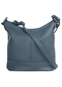 CLUTY Damen Umhängetasche, blau, Leder, unifarben, leicht glänzend, Taschen, echt Leder, Made in Italy