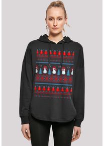 F4NT4STIC Damen Kapuzenpullover "Christmas Pinguin Muster", schwarz, casual, Gr. L, Obermaterial: 100% Baumwolle, Pullover, Print