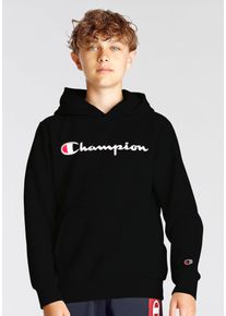 Champion Kinder Kapuzensweatshirt, schwarz, sportlich, Gr. S, unifarben, Sweatware, Obermaterial: 73% Baumwolle, 27% Polyester, Sweatshirts, für