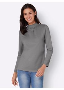Classic Basics Damen Stehkragenshirt "Stehkragen-Shirt", grau, Gr. 40, unifarben, 100% Baumwolle, Shirts