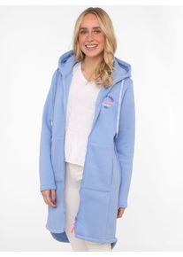 Zwillingsherz Damen Jerseymantel ""Be happy & shine"", blau, modisch, Gr. LXL, Obermaterial: 50% Baumwolle, 50% Polyester, Mäntel, mit auffälig