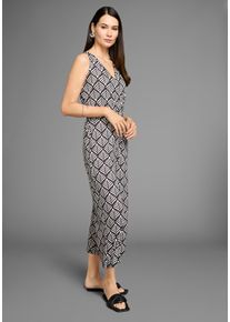 HECHTER PARIS Damen Overall, schwarz, feminin, Gr. 46, Web, Obermaterial: 95% Polyester, 5% Elasthan, Overalls, mit modischem Print und Bindetaille
