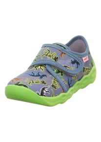 Superfit Kinder Hausschuh "BUBBLE WMS: mittel", Gr. 32jeansblau dinos, Baumwolle, klassisch, Schuhe, Kindergartenschuh mit Motivdruck,