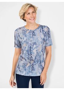 CLASSIC Damen Rundhalsshirt "Shirt", blau, Gr. 40, geblümt, gemustert, mehrfarbig, 92% Polyester, 8% Elasthan, Shirts