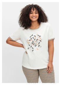 sheego Damen T-Shirt "Große Größen", beige, casual, Gr. 44, bedruckt, Obermaterial: 50% Baumwolle, 50% Modal, Shirts, mit Grafik-Frontprint und
