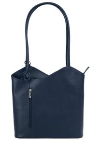 CLUTY Cityrucksack, blau, Rindsleder, Leder, beschichtet, leicht glänzend, elegant, Rucksäcke, echt Leder, Made in Italy