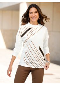 Classic Basics Damen Stehkragenshirt "Stehkragen-Shirt", beige, Gr. 38, bedruckt, gemustert, mehrfarbig, 100% Baumwolle, Shirts