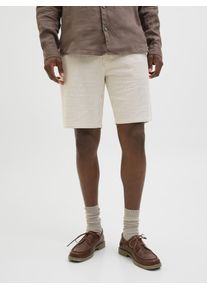 Jack & Jones JACK & JONES Herren 3/4-Sweathose "JPSTJAIDEN MAY JOGGER SHORTS MID SN"plaza taupe stripes:cloud dancer, modisch, Gr. XL, gestreift, Web,