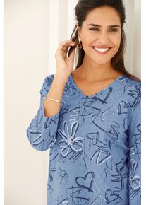 Classic Basics Damen 3/4-Arm-Shirt "Shirt", blau, Gr. 50, bedruckt, gemustert, 100% Baumwolle, Shirts