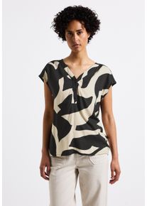 Street One Damen Kurzarmbluse, grau, casual, Gr. 40, bedruckt, Stoff, 100% Viskose, Blusen, aus softer Viskose