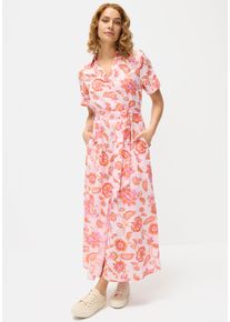 Lascana Damen Hemdblusenkleid, pink, modisch, Gr. 40, bedruckt, Web, Obermaterial: 58% Viskose, 28% Baumwolle, 14% Leinen, Kleider, aus