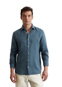 Marc O'Polo MARC O'POLO Herren Langarmhemd "aus reinem Leinen", grau, casual, Gr. XXL, unifarben, Obermaterial: 100% Leinen, Hemden