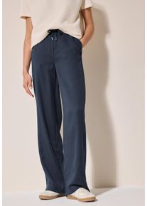Cecil Damen Culotte, blau, casual, Gr. L, unifarben, Stoff, 100% Polyester, Hosen, High Waist