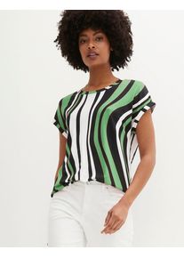 Inspirationen Damen Kurzarmshirt "Streifenshirt", grün, Gr. 36, gemustert, gestreift, 95% Viskose, 5% Elasthan, Shirts